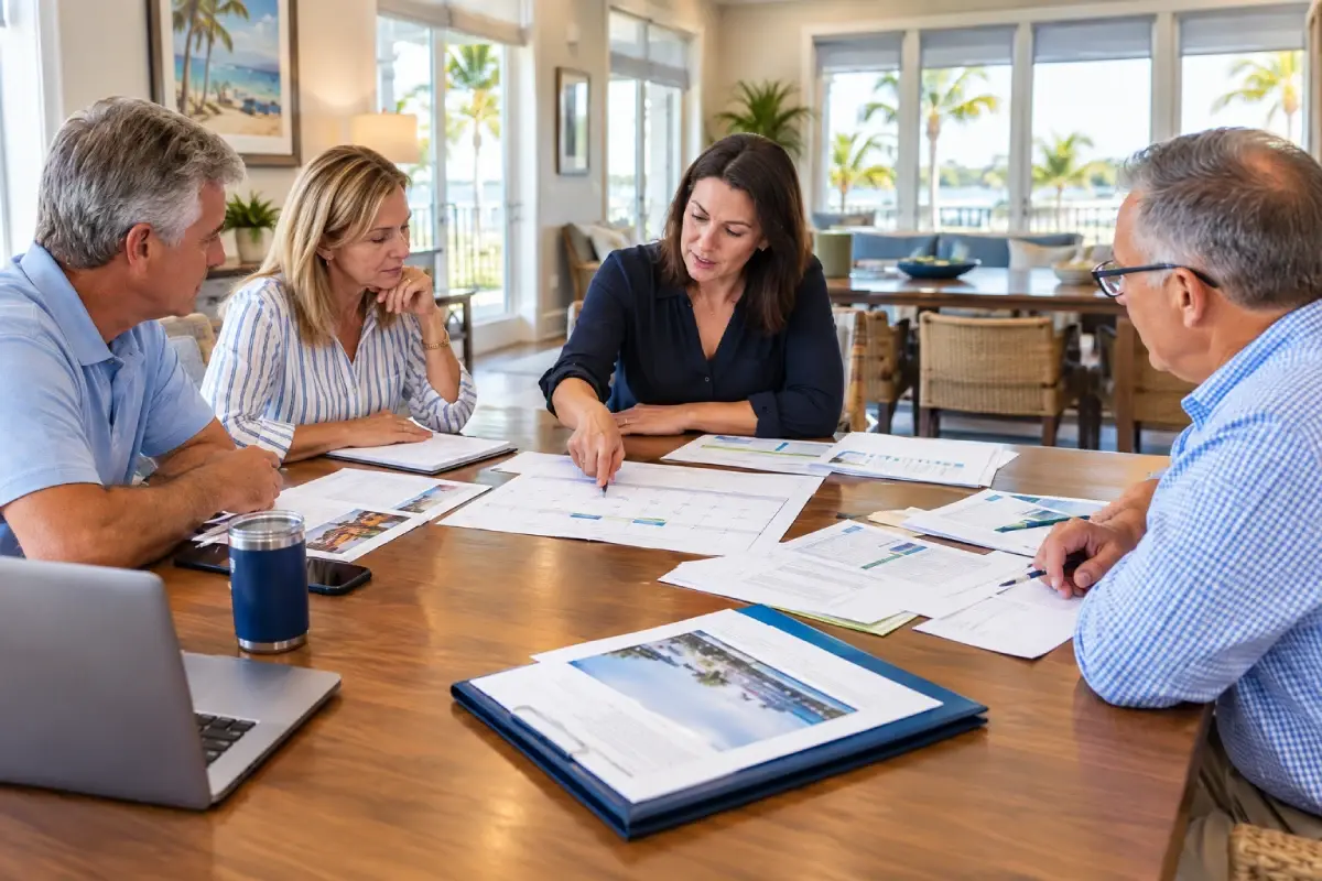 Florida HOA board reviewing a hurricane recovery and repair timeline